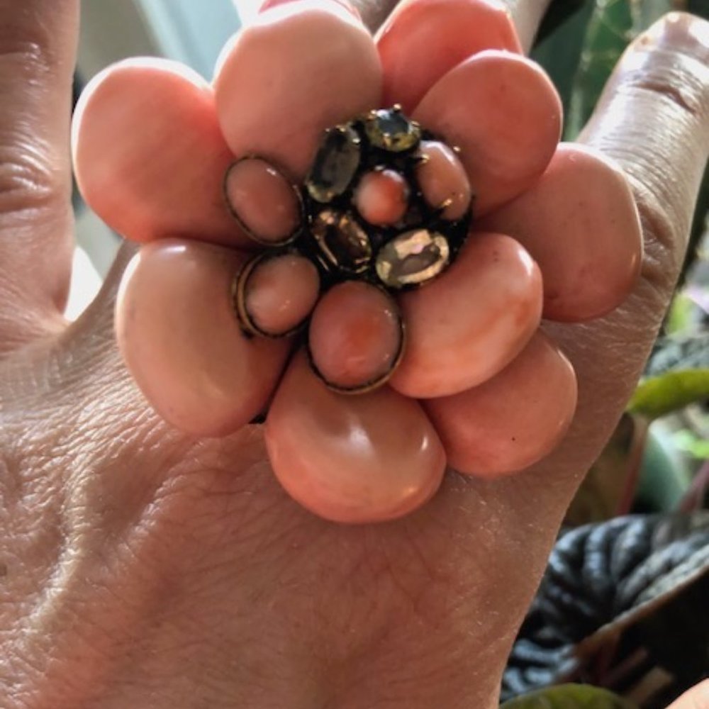 Coral - Citrine ring